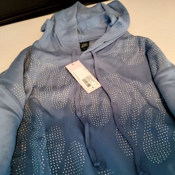 Wild Fable Blue Hoodie With Rhinestones Embellishment Size M Cotton/Polyester - Picture 10 of 12